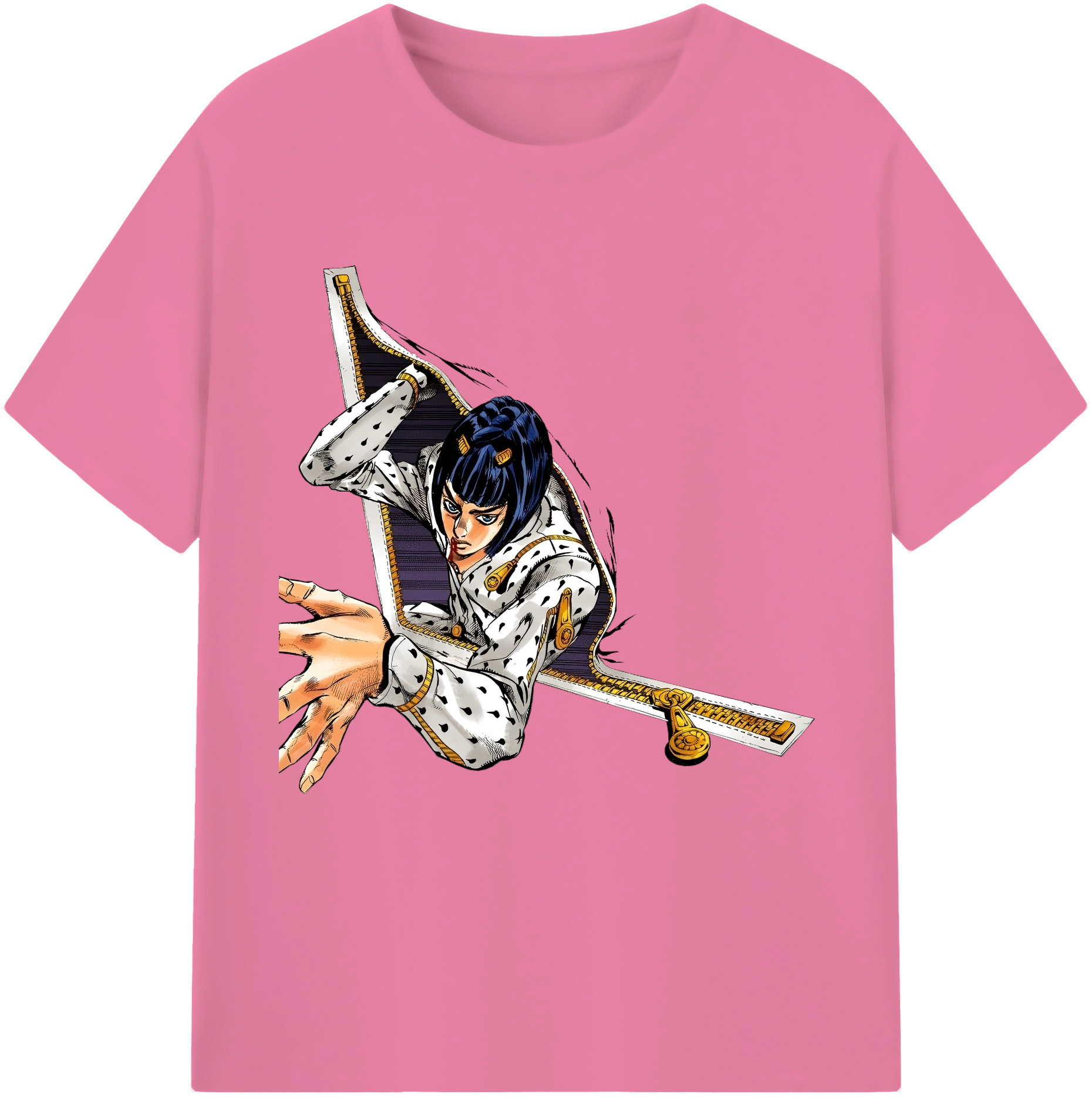 （画像用） ジョジョの奇妙な冒険 ブローノ?ブチャラティ JoJo's Bizarre Adventure Bruno Bucciarati 綿100％半袖Tシャツ（フロントプリント）